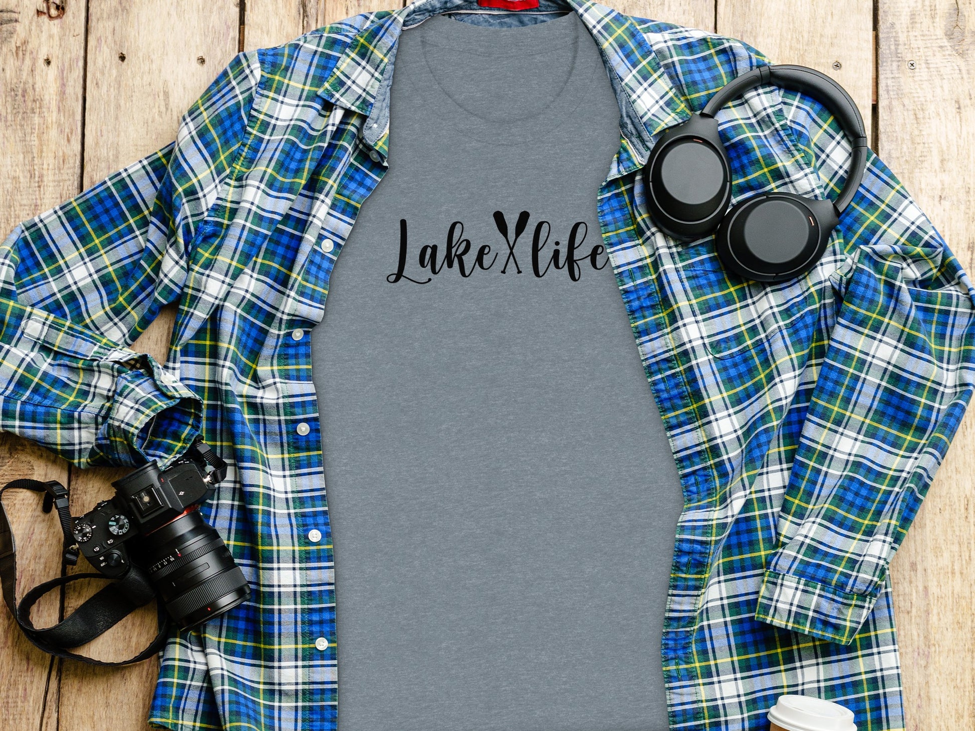 Lake With Crossed Paddles Graphic Design Lake Life T-Shirt T-Shirt - Outdoor & Adventure Collection - Mile Marker 16 Gear by Cloud 16 Clothing Co.