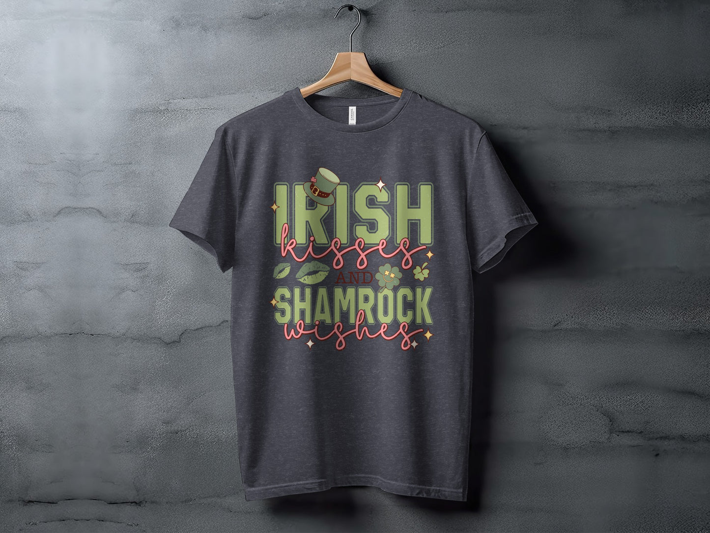 Irish Kisses and Shamrock Wishes Graphic T-Shirt