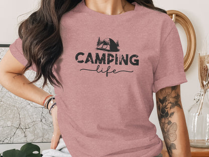 Camping Life Design Outdoors Nature Adventure Tent T-Shirt T-Shirt - Outdoor & Adventure Collection - Mile Marker 16 Gear by Cloud 16 Clothing Co.