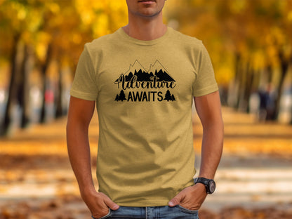 Adventure Awaits Mountains Nature Lover Graphic T-Shirt T-Shirt - Outdoor & Adventure Collection - Mile Marker 16 Gear by Cloud 16 Clothing Co.