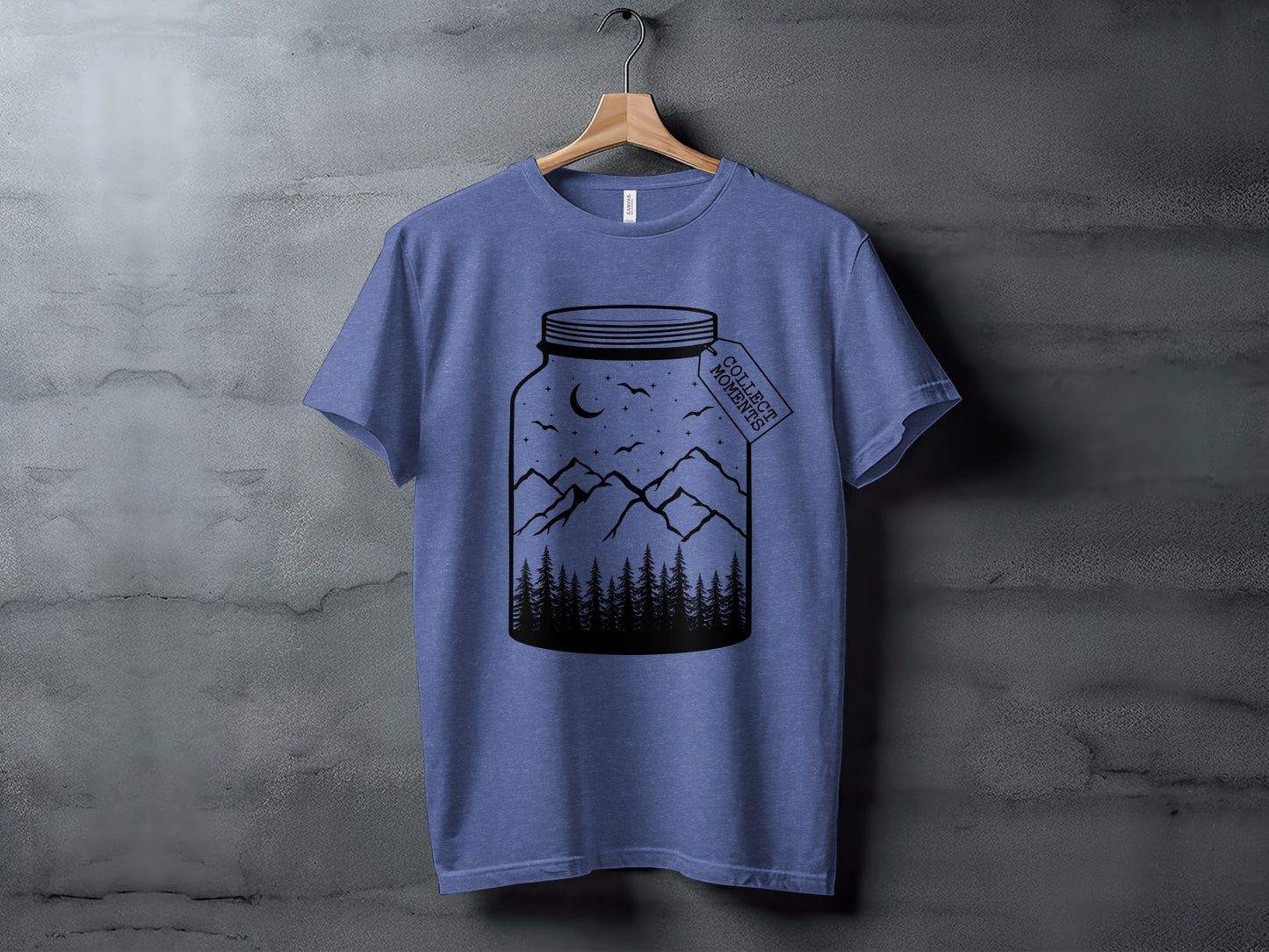 Collect Moments Jar with Mountains Scene Design T-Shirt T-Shirt - Outdoor & Adventure Collection - Mile Marker 16 Gear by Cloud 16 Clothing Co.