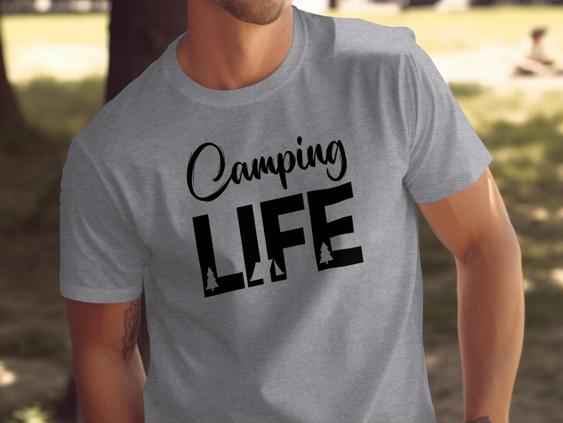 Camping Is Life With Trees And Tent Adventure T-Shirt T-Shirt - Outdoor & Adventure Collection - Mile Marker 16 Gear by Cloud 16 Clothing Co.