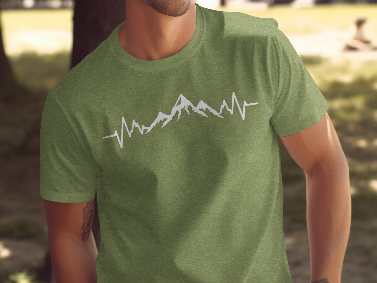 Mountain Heartbeat Line Illustration Graphic Design T-Shirt T-Shirt - Outdoor & Adventure Collection - Mile Marker 16 Gear by Cloud 16 Clothing Co.
