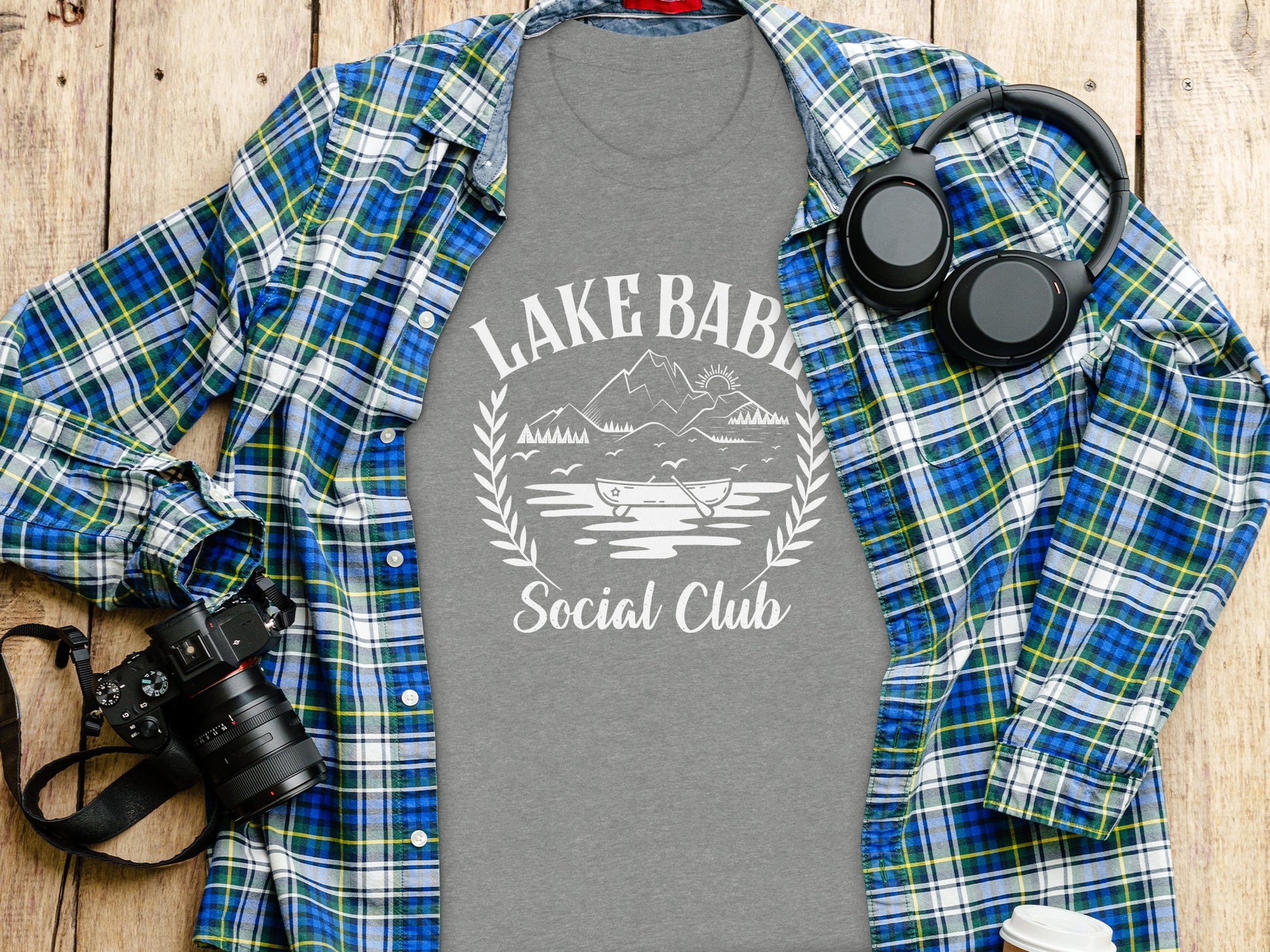 Lake Babe Social Club Mountains and Boat Graphic T-Shirt T-Shirt - Outdoor & Adventure Collection - Mile Marker 16 Gear by Cloud 16 Clothing Co.