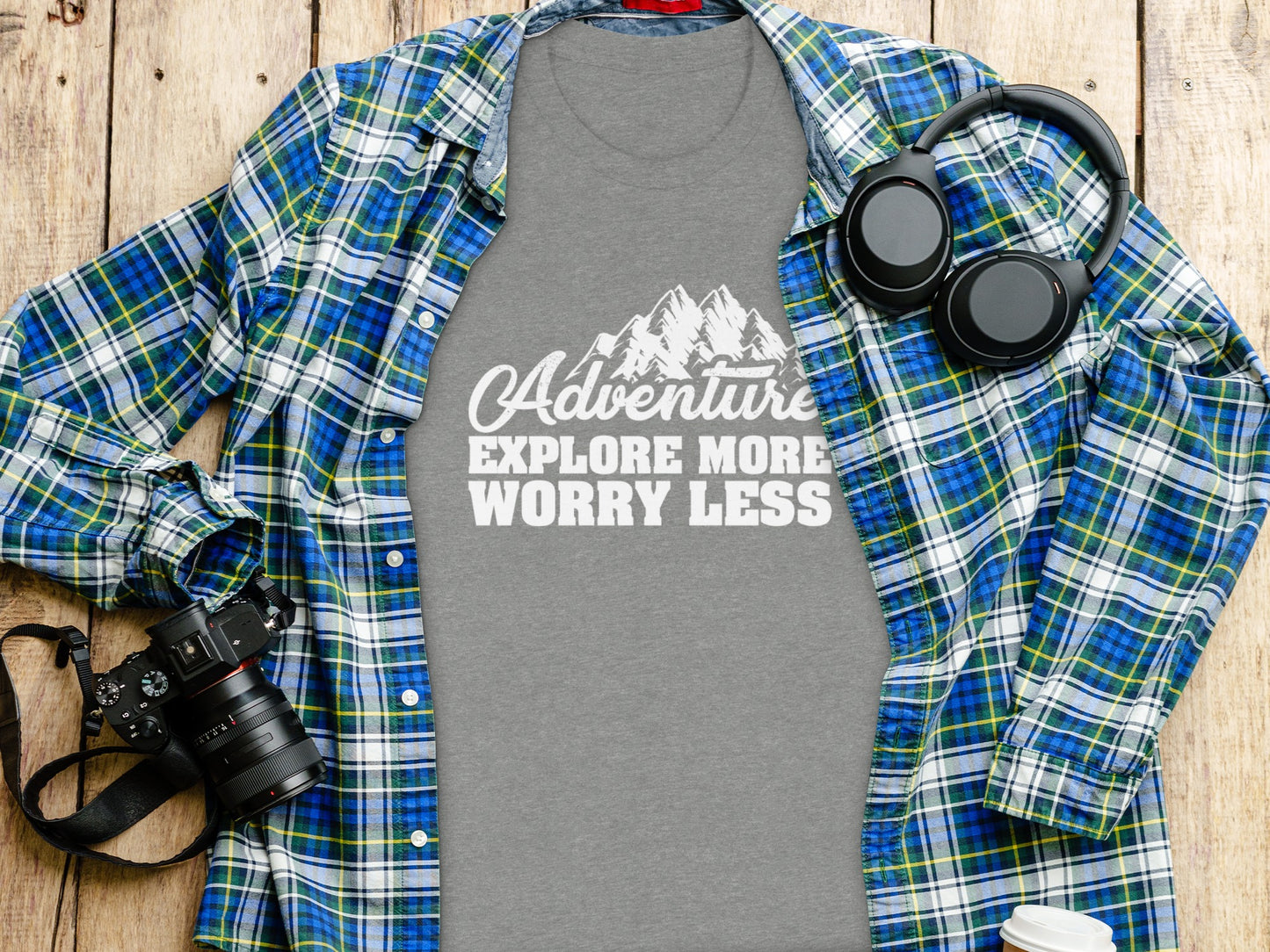 Adventure Explore More Worry Less Mountain Graphic T-Shirt T-Shirt - Outdoor & Adventure Collection - Mile Marker 16 Gear by Cloud 16 Clothing Co.