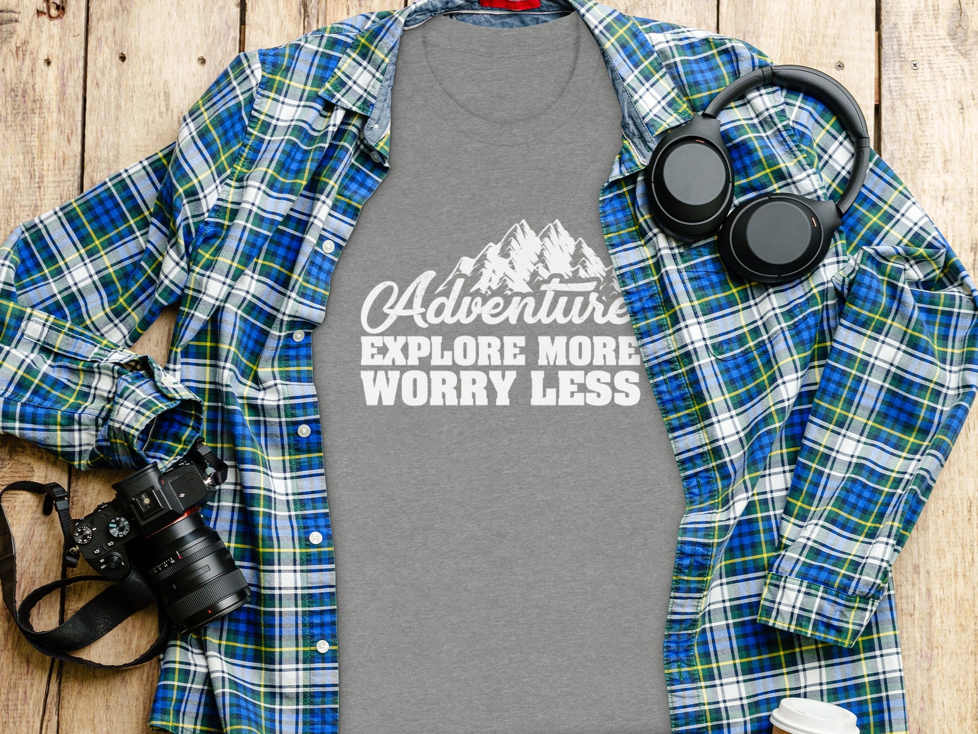 Adventure Explore More Worry Less Mountain Graphic T-Shirt T-Shirt - Outdoor & Adventure Collection - Mile Marker 16 Gear by Cloud 16 Clothing Co.