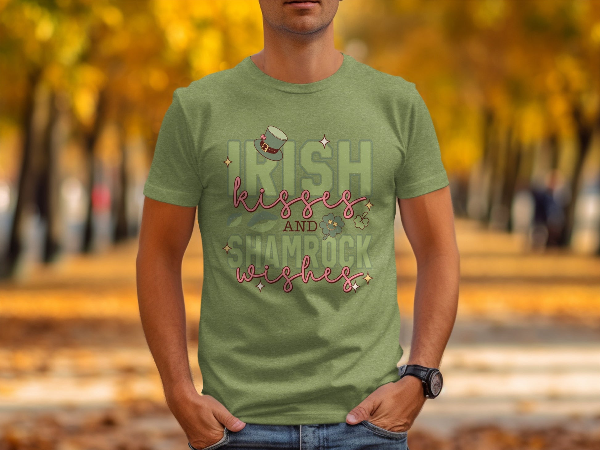 Irish Kisses and Shamrock Wishes Graphic T-shirt