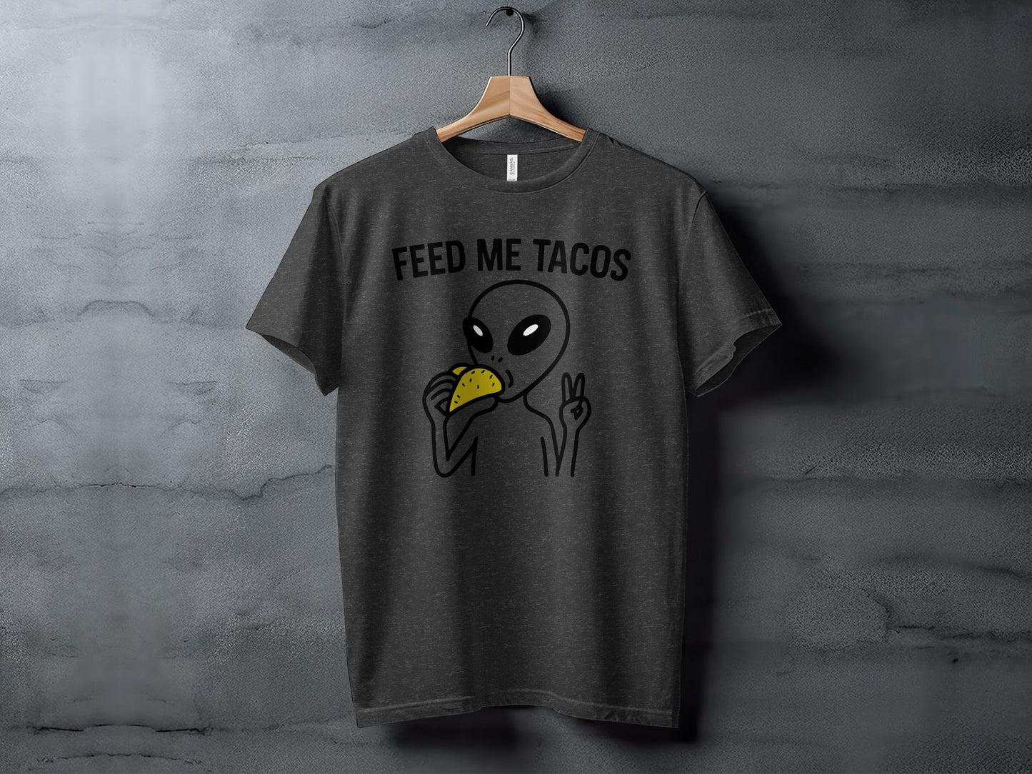 Feed Me Tacos Alien Graphic Tee Shirt