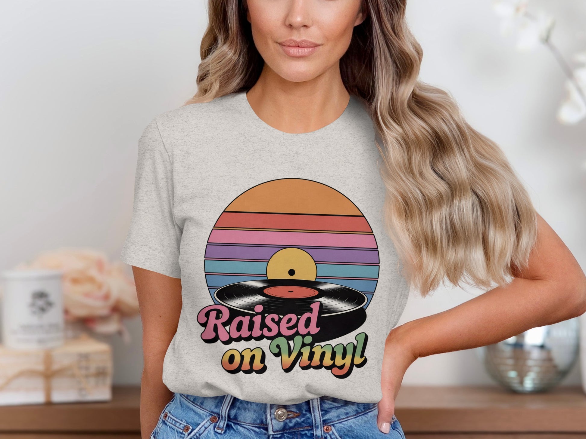 Raised on Vinyl Retro Music Design T-shirt