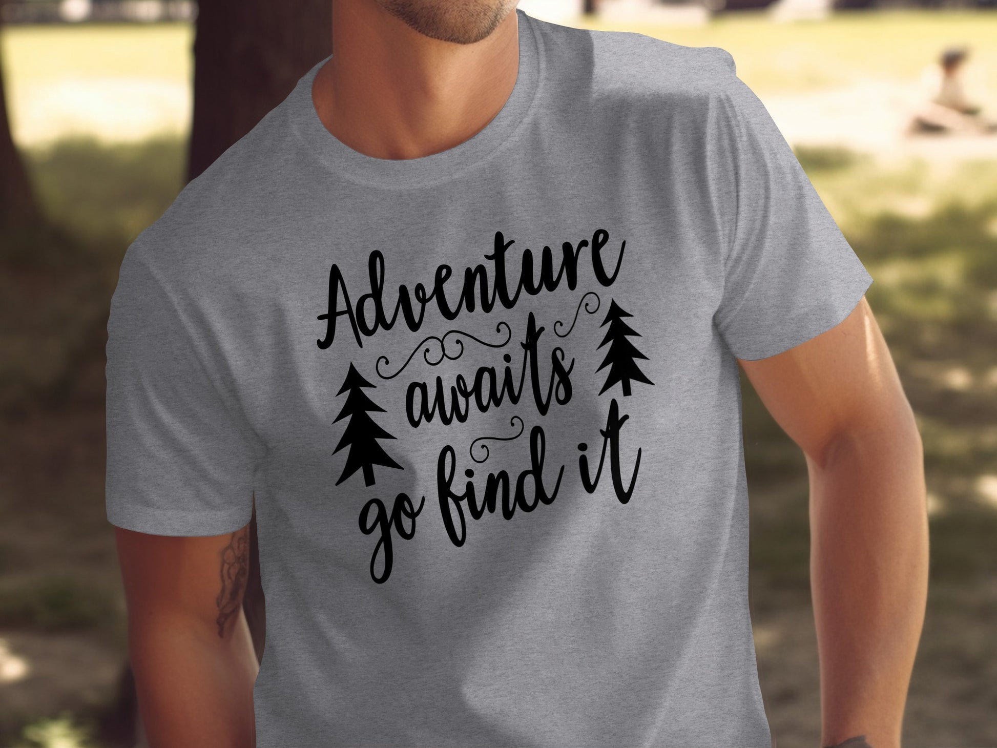 Adventure Awaits Go Find It Design With Trees T-Shirt T-Shirt - Outdoor & Adventure Collection - Mile Marker 16 Gear by Cloud 16 Clothing Co.