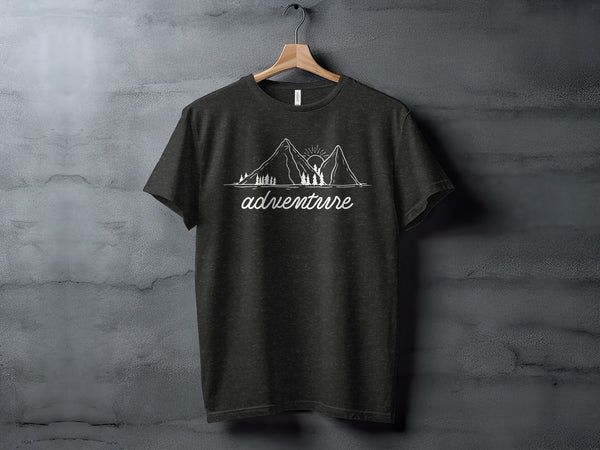 Adventure Awaits Mountains Graphic Tee Nature Lovers T-Shirt T-Shirt - Outdoor & Adventure Collection - Mile Marker 16 Gear by Cloud 16 Clothing Co.
