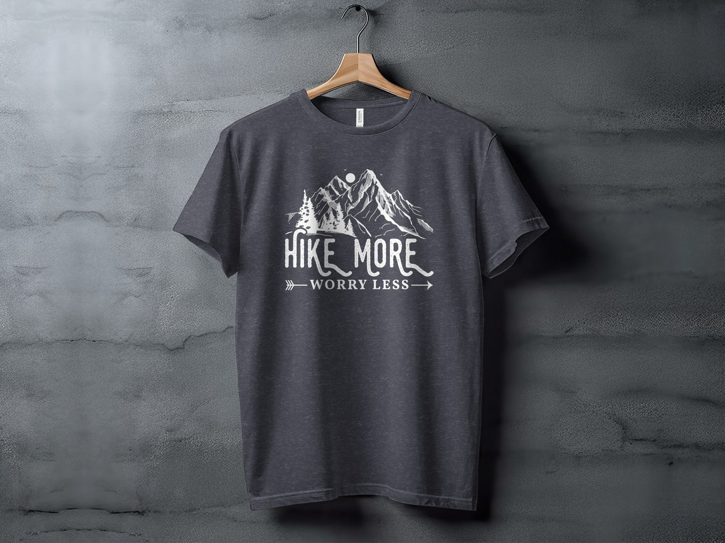 Hike More Worry Less Mountains Graphic Image T-Shirt T-Shirt - Outdoor & Adventure Collection - Mile Marker 16 Gear by Cloud 16 Clothing Co.