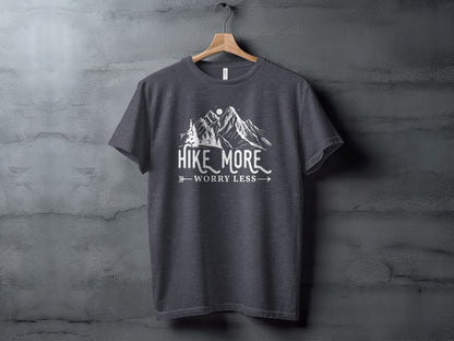 Hike More Worry Less Mountains Graphic Image T-Shirt T-Shirt - Outdoor & Adventure Collection - Mile Marker 16 Gear by Cloud 16 Clothing Co.