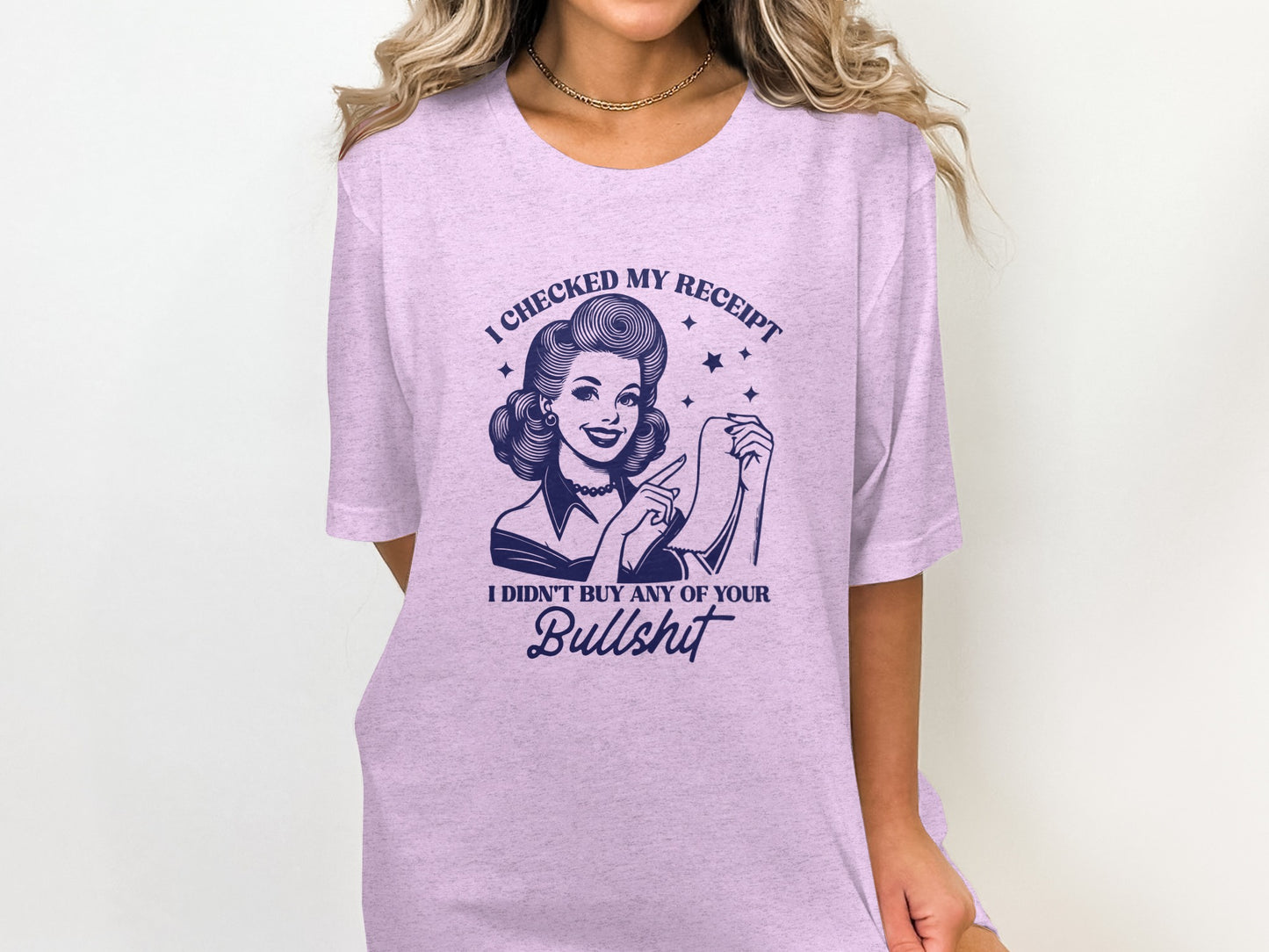 Funny Graphic Tee with Retro Woman and Bold Statement