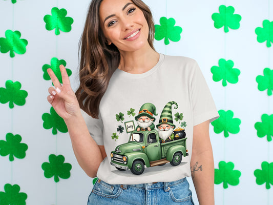 St Patrick's Day Gnomes Shamrocks Vintage Truck Shirt