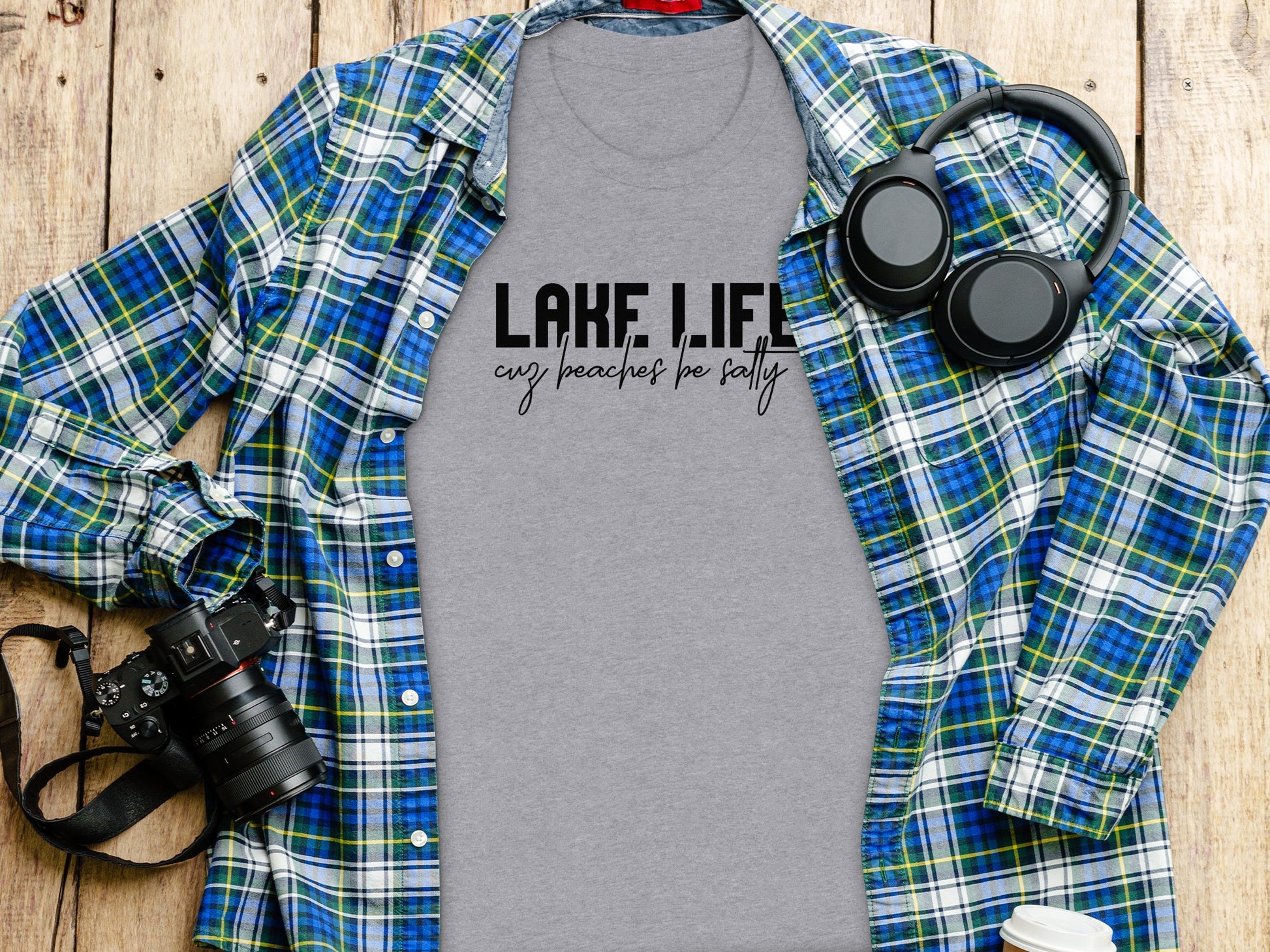 Lake Life Cuz Beaches Be Salty Funny Statement T-Shirt T-Shirt - Outdoor & Adventure Collection - Mile Marker 16 Gear by Cloud 16 Clothing Co.