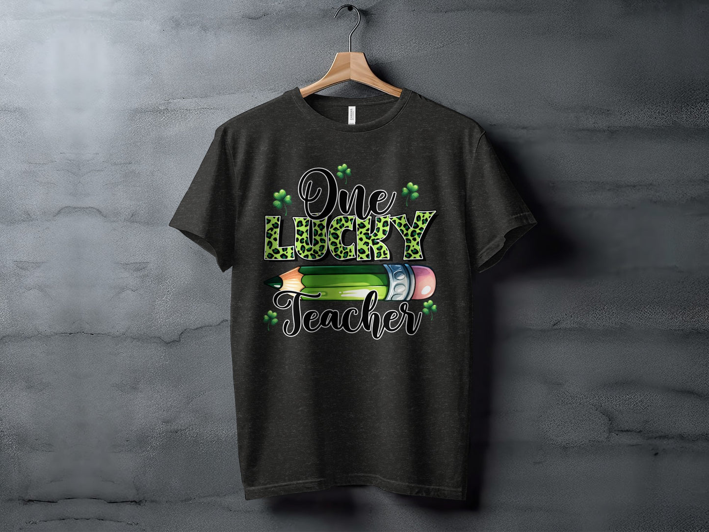 One Lucky Teacher Shamrock Pencil Graphic T-shirt