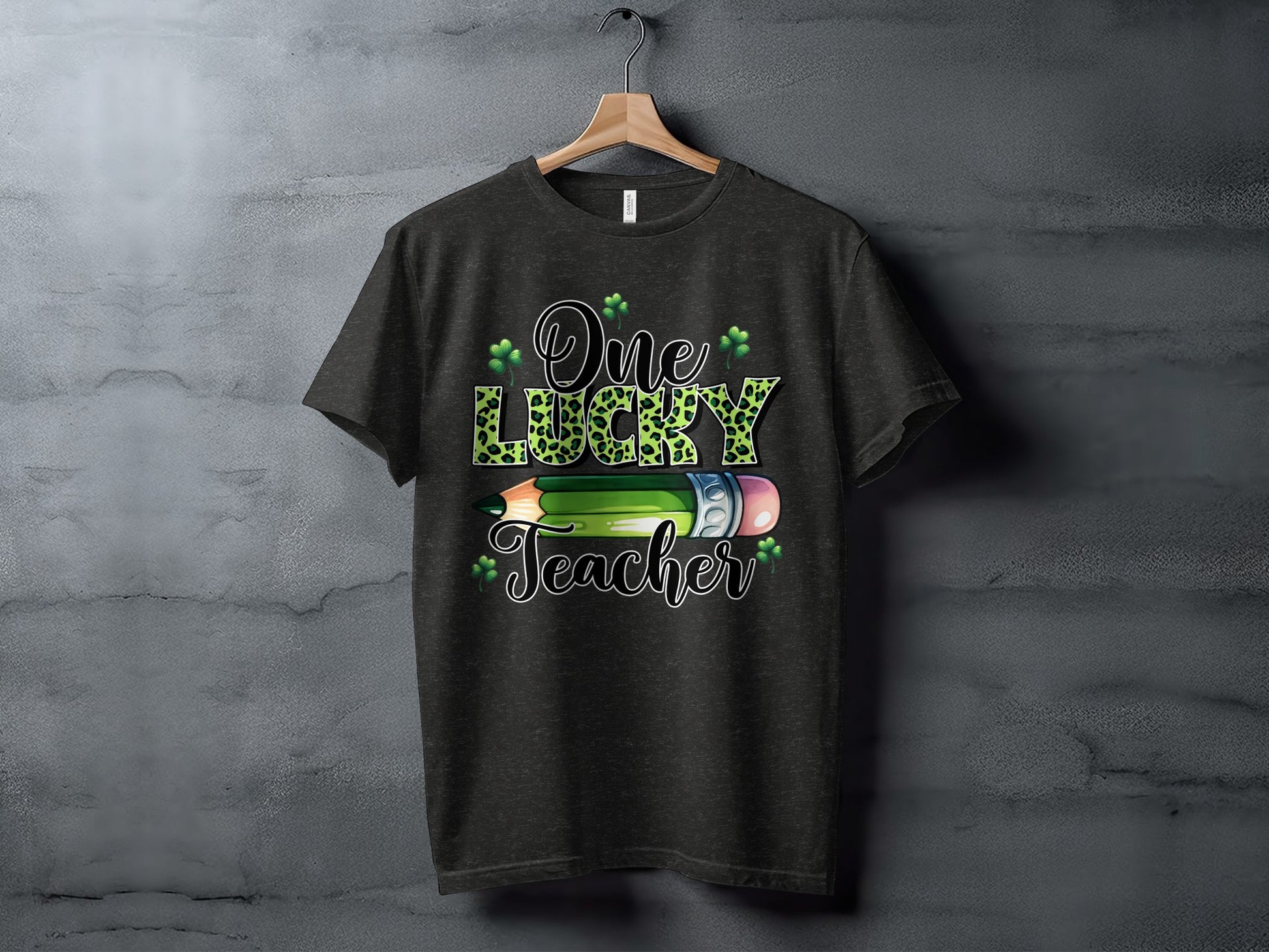 One Lucky Teacher Shamrock Pencil Graphic T-shirt