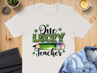One Lucky Teacher Graphic Tee for Educators