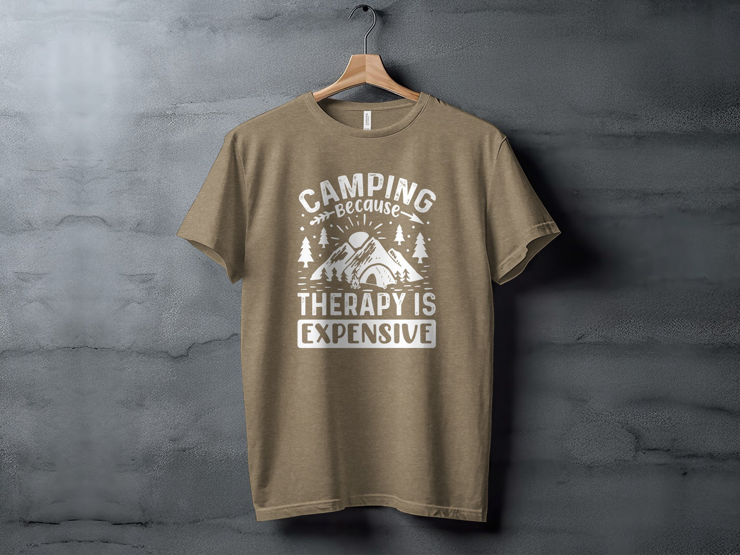 Camping Because Therapy Is Expensive Graphic T-Shirt T-Shirt - Outdoor & Adventure Collection - Mile Marker 16 Gear by Cloud 16 Clothing Co.
