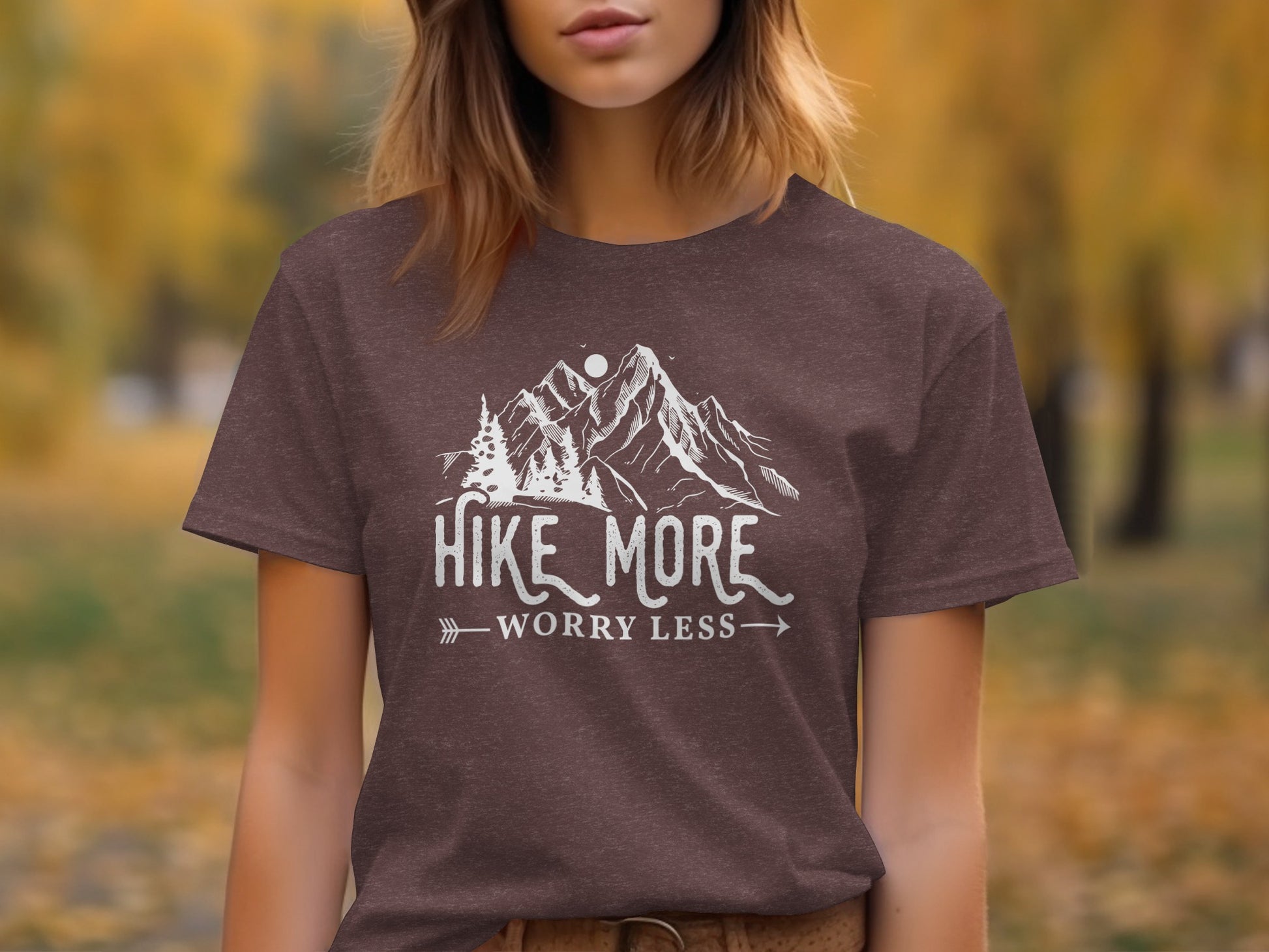 Hike More Worry Less Mountains Graphic Image T-Shirt T-Shirt - Outdoor & Adventure Collection - Mile Marker 16 Gear by Cloud 16 Clothing Co.