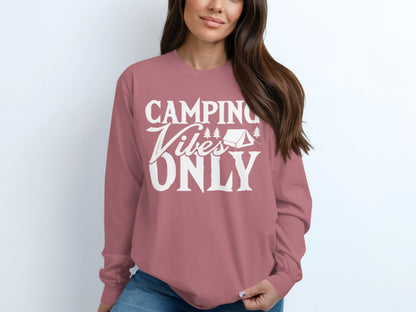 Camping Vibes Only Graphic Long Sleeve Shirt