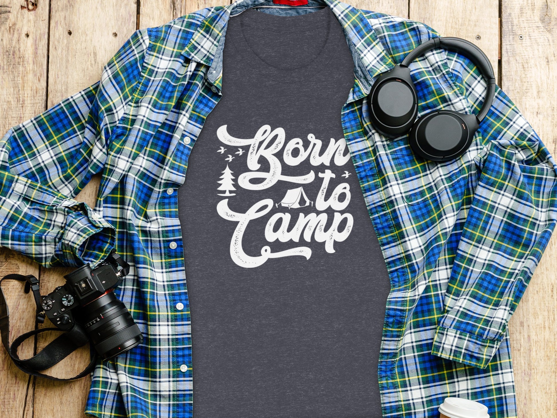 Born To Camp Vacation Hiking Nature Outdoors Fun T-Shirt T-Shirt - Outdoor & Adventure Collection - Mile Marker 16 Gear by Cloud 16 Clothing Co.