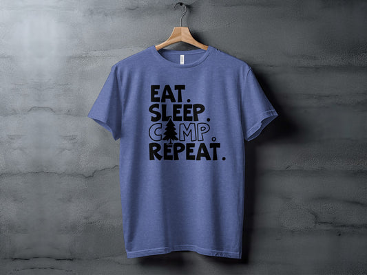 Eat Sleep Camp Repeat With Pine Tree Graphic T-Shirt T-Shirt - Outdoor & Adventure Collection - Mile Marker 16 Gear by Cloud 16 Clothing Co.