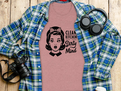 Clean Kitchen Dirty Mind Retro Graphic T-Shirt