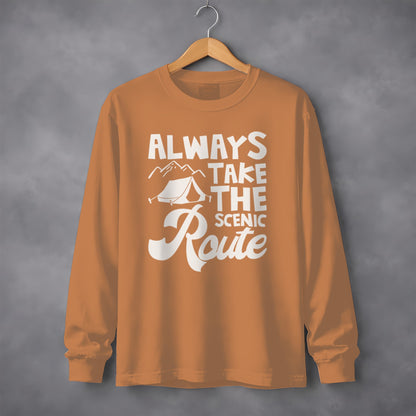 Always Take The Scenic Route Graphic Long Sleeve Shirt