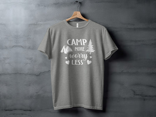 Camp More Worry Less Camping Adventure Graphic T-Shirt T-Shirt - Outdoor & Adventure Collection - Mile Marker 16 Gear by Cloud 16 Clothing Co.