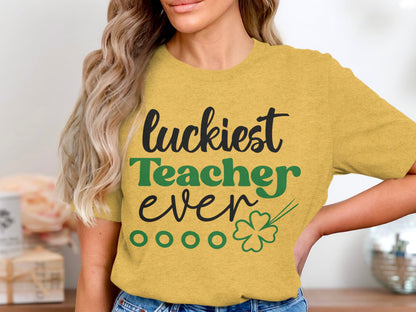 Luckiest Teacher Ever Graphic Tee for Educators