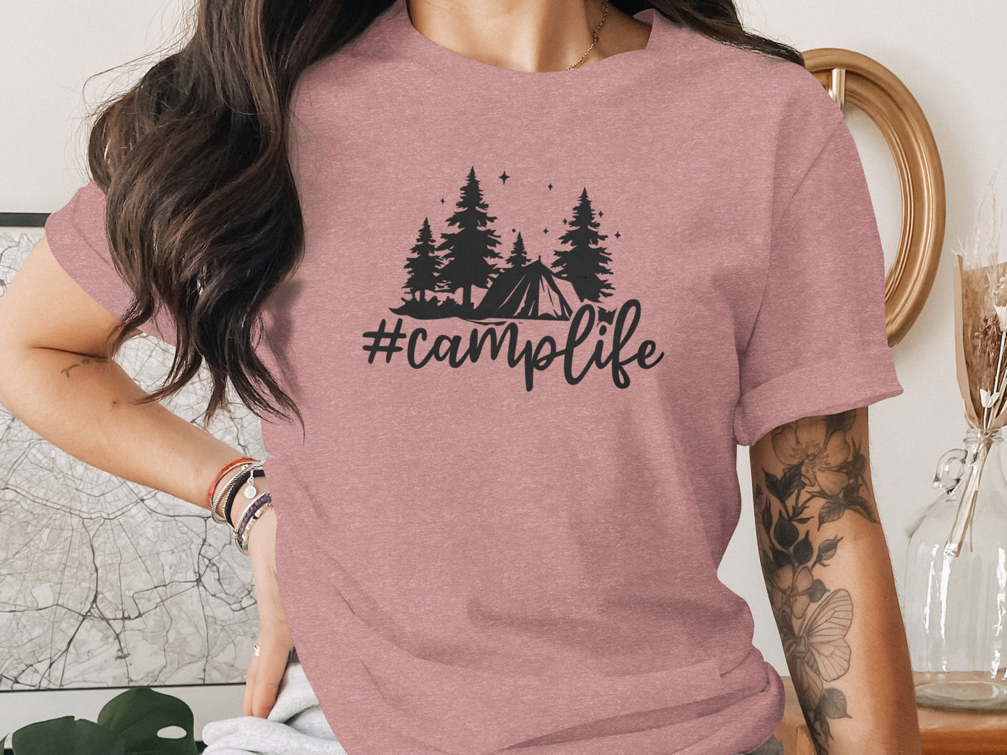 Hashtag Camplife Text Design With Camping Tent T-Shirt T-Shirt - Outdoor & Adventure Collection - Mile Marker 16 Gear by Cloud 16 Clothing Co.