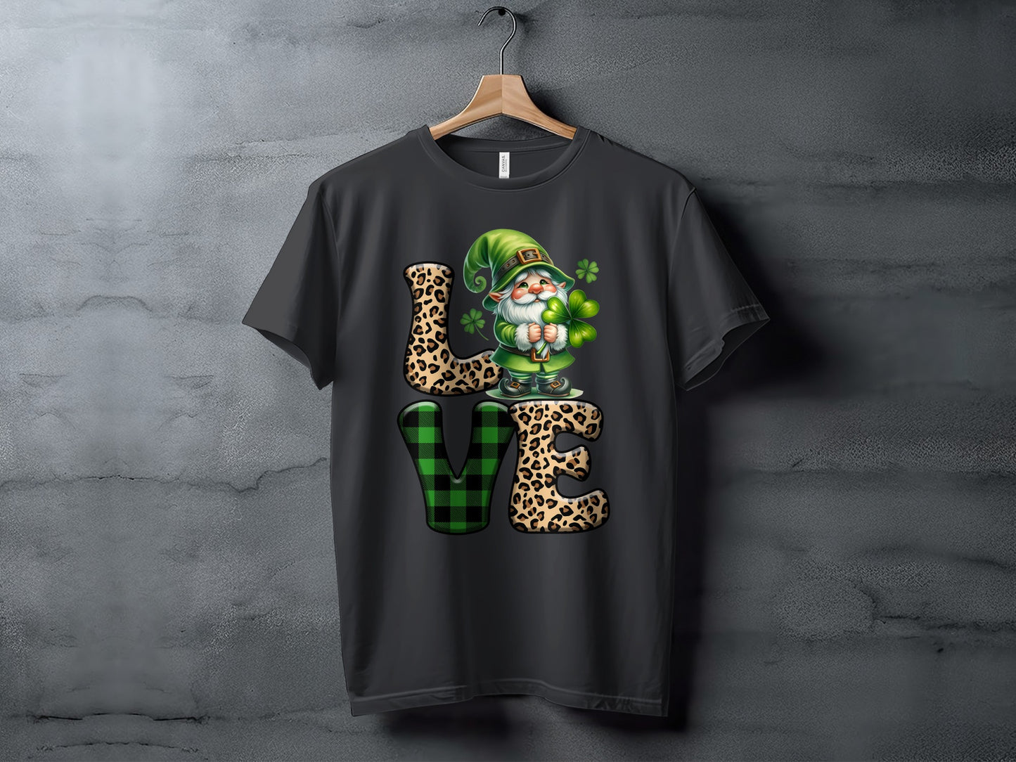 Cute Gnome LOVE T-Shirt with Shamrock Design for Kids