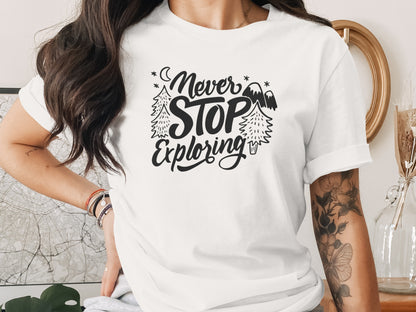 Never Stop Exploring Mountain Adventure Outdoors T-Shirt T-Shirt - Outdoor & Adventure Collection - Mile Marker 16 Gear by Cloud 16 Clothing Co.
