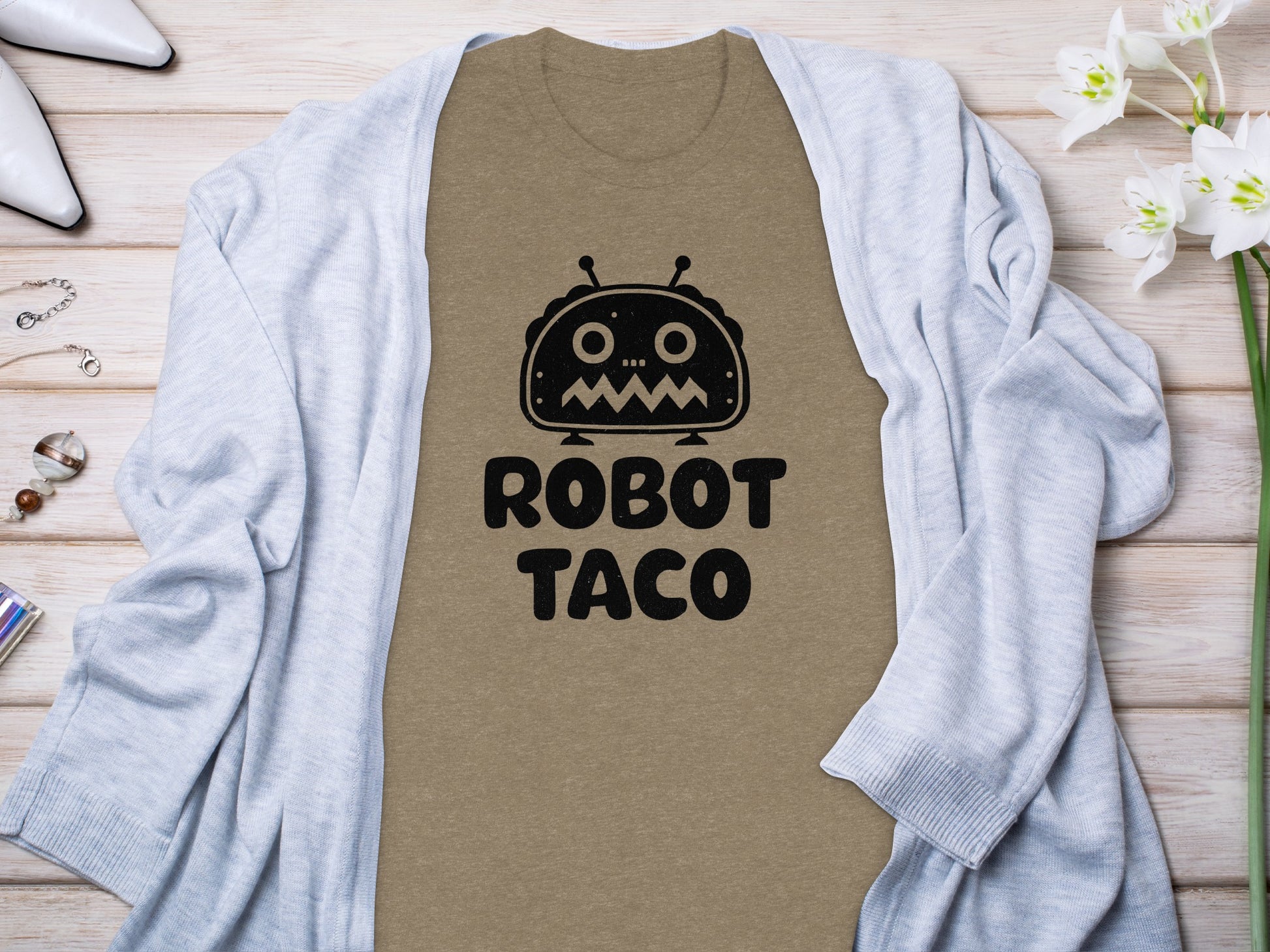 Robot Taco Graphic T-Shirt Casual Wear Trendy Apparel
