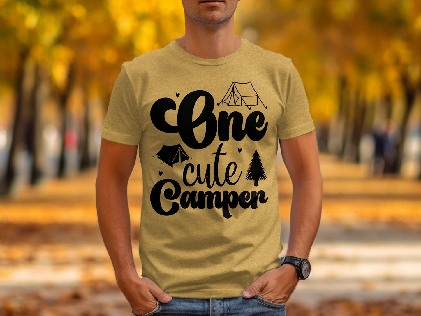 One Cute Camper Tent and Pine Tree Camping Design T-Shirt T-Shirt - Outdoor & Adventure Collection - Mile Marker 16 Gear by Cloud 16 Clothing Co.