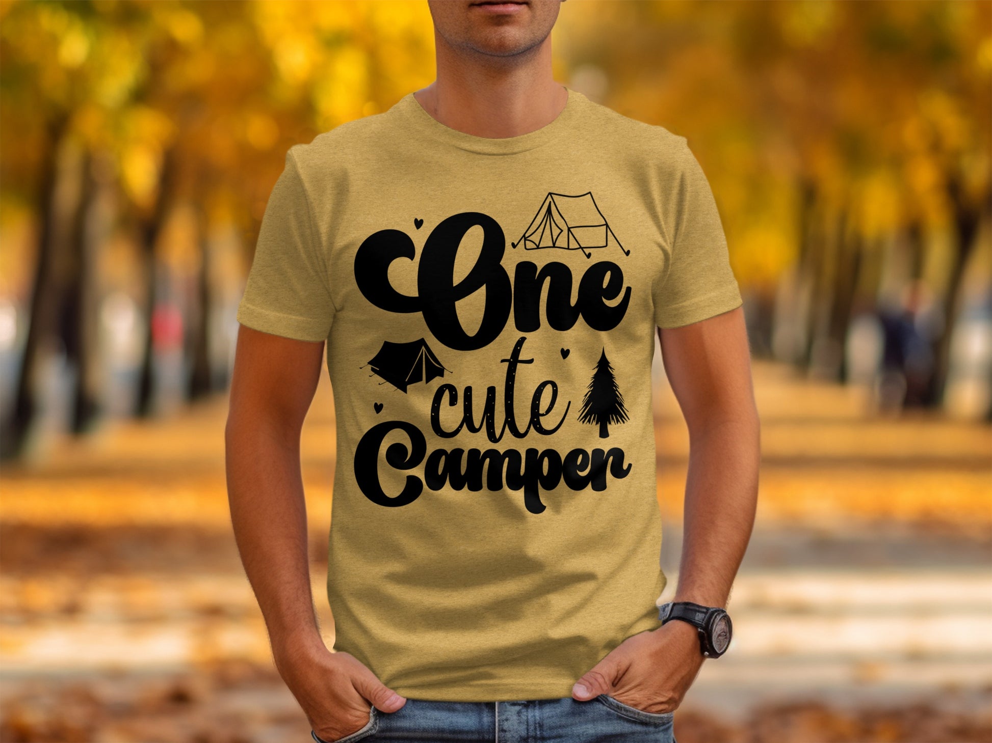 One Cute Camper Tent and Pine Tree Camping Design T-Shirt T-Shirt - Outdoor & Adventure Collection - Mile Marker 16 Gear by Cloud 16 Clothing Co.