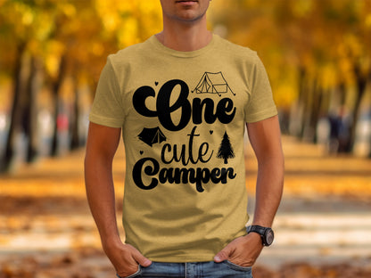 One Cute Camper Tent and Pine Tree Camping Design T-Shirt T-Shirt - Outdoor & Adventure Collection - Mile Marker 16 Gear by Cloud 16 Clothing Co.