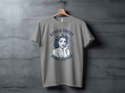 KINDA SWEET KINDA SAVAGE Graphic Tee Flats
