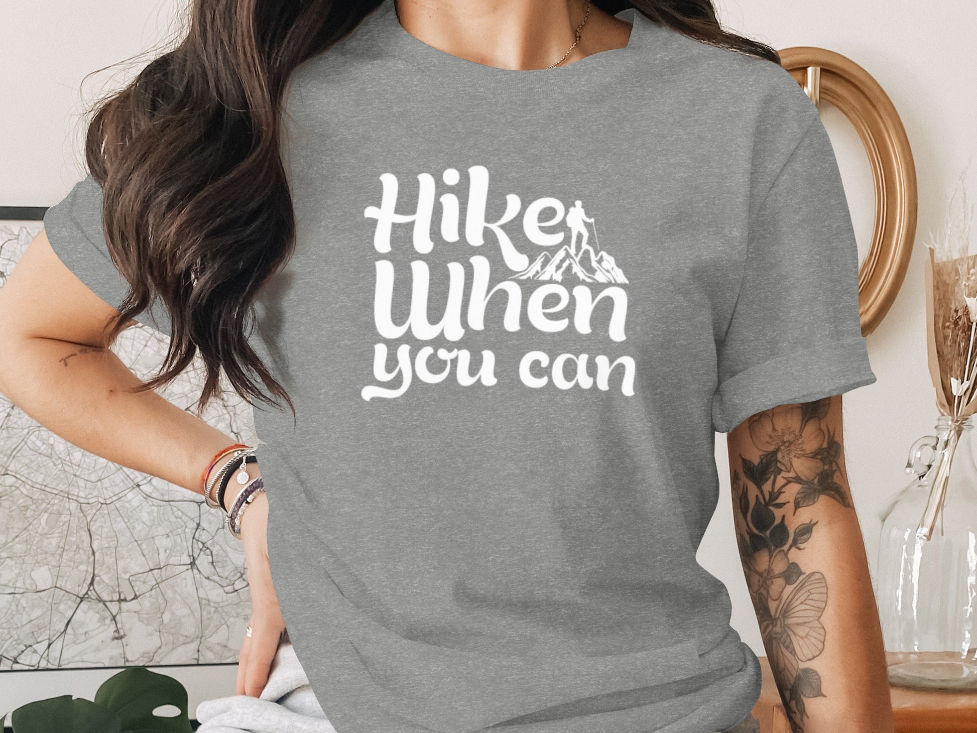 Hike When You Can Outdoor Adventure Design for Hiking T-Shirt T-Shirt - Outdoor & Adventure Collection - Mile Marker 16 Gear by Cloud 16 Clothing Co.
