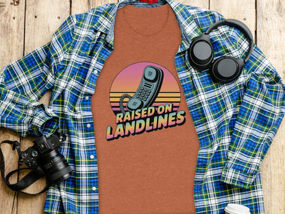 Raised On Landlines Retro Phone Graphic T-Shirt