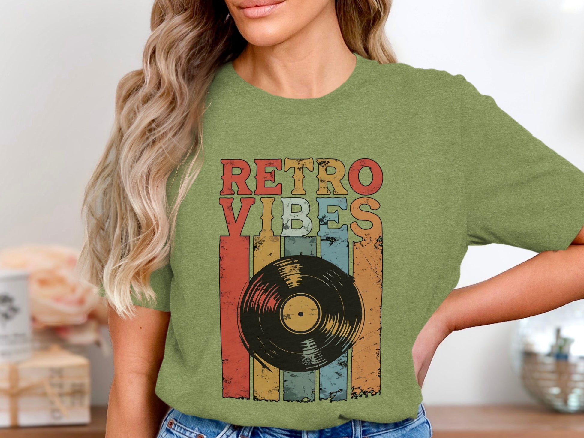 Retro Vibes Vinyl Record Graphic T-Shirt Product