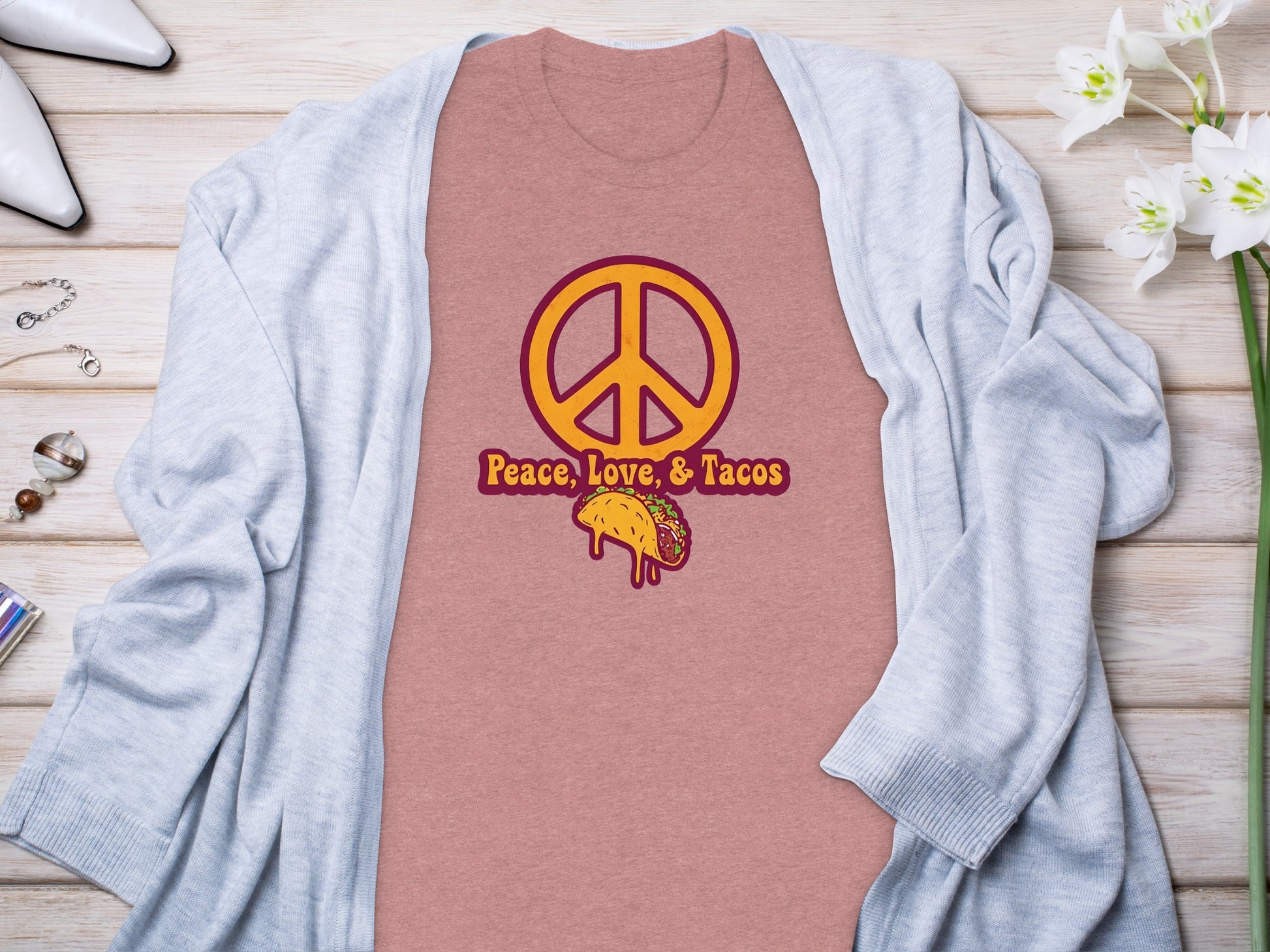 Peace Love and Tacos Graphic Tee Shirt Product