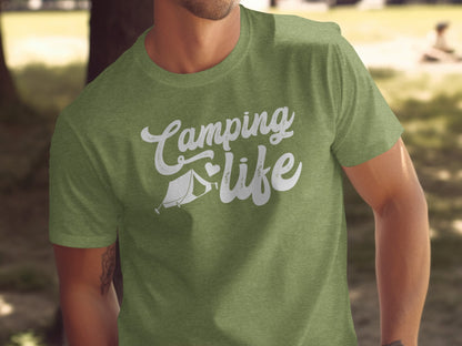 Camping Is Life With Tent And Heart Design T-Shirt T-Shirt - Outdoor & Adventure Collection - Mile Marker 16 Gear by Cloud 16 Clothing Co.