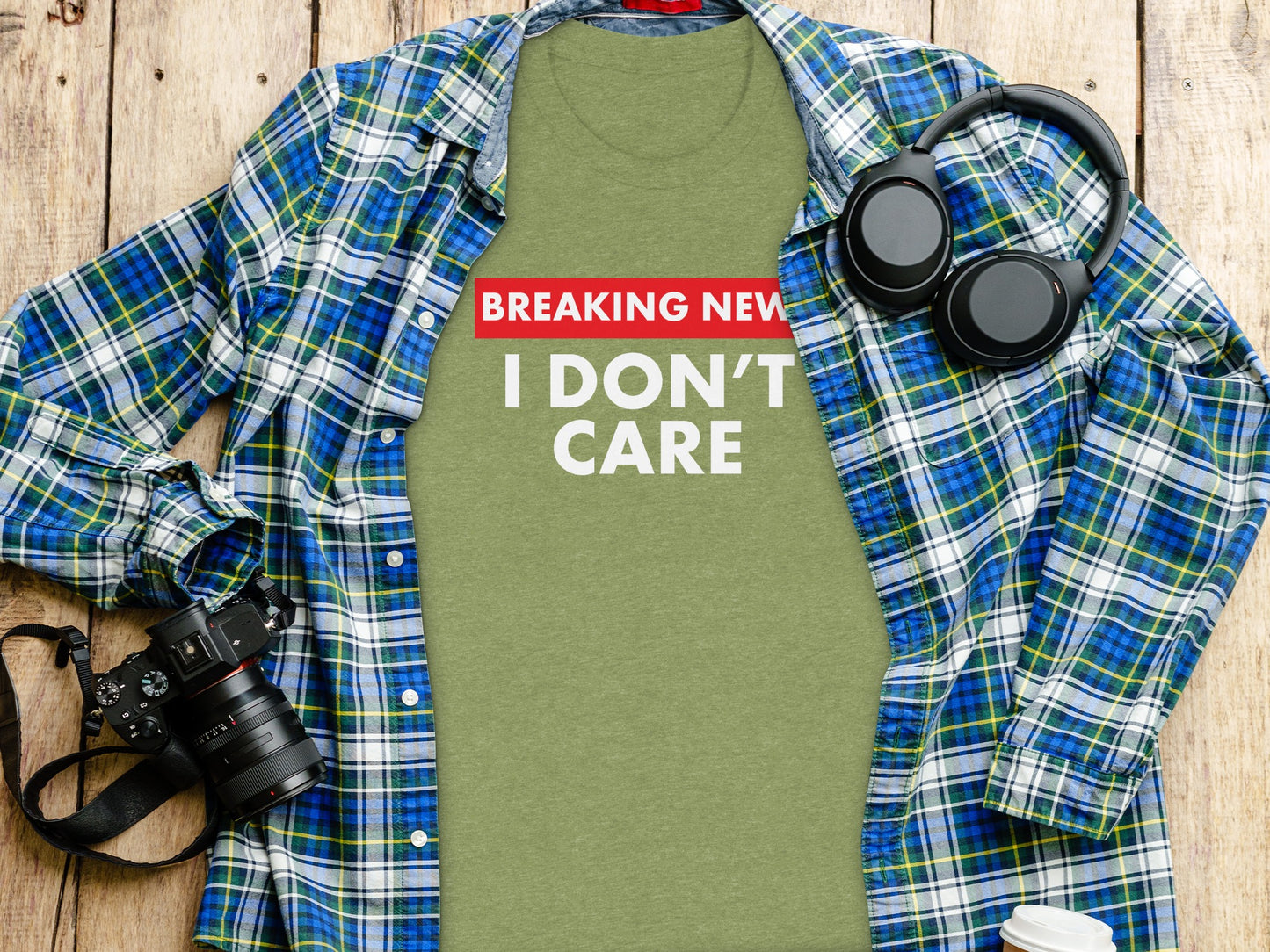 Breaking News I Don't Care Statement Shirt Product