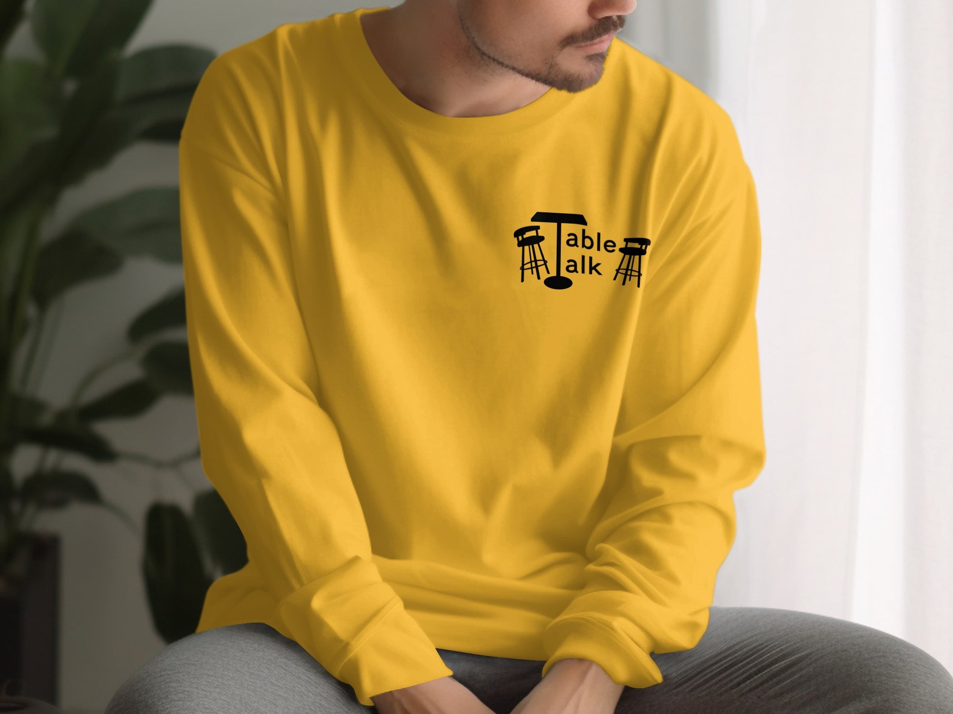 Table Talk Graphic Yellow Long Sleeve Shirt