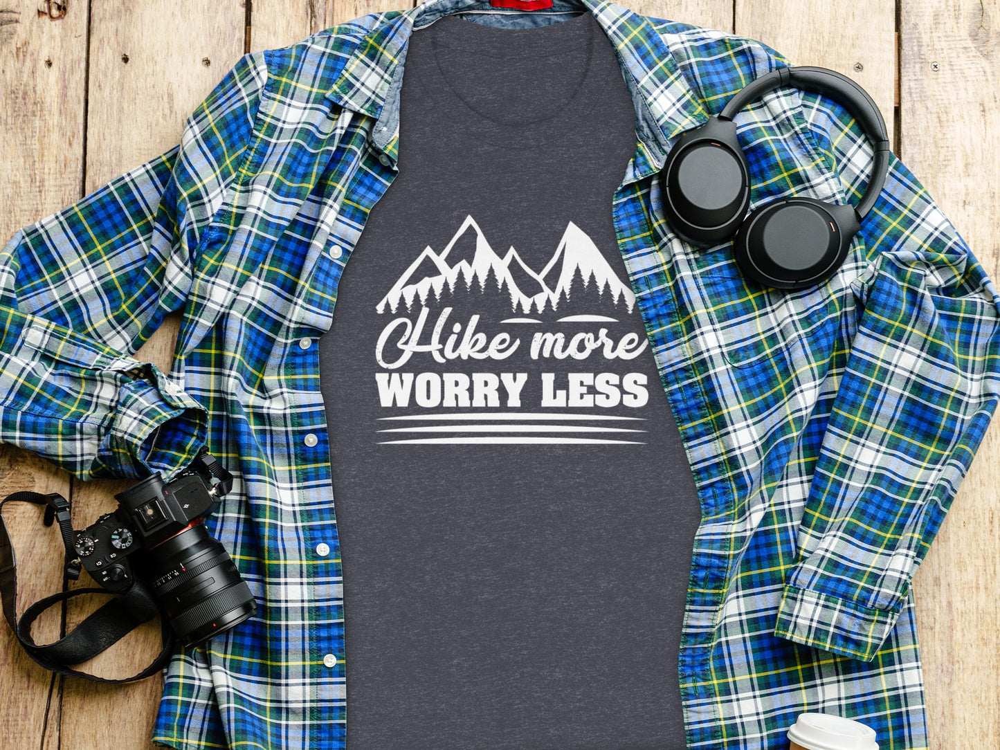 Hike More Worry Less Mountain Graphic Adventure T-Shirt T-Shirt - Outdoor & Adventure Collection - Mile Marker 16 Gear by Cloud 16 Clothing Co.