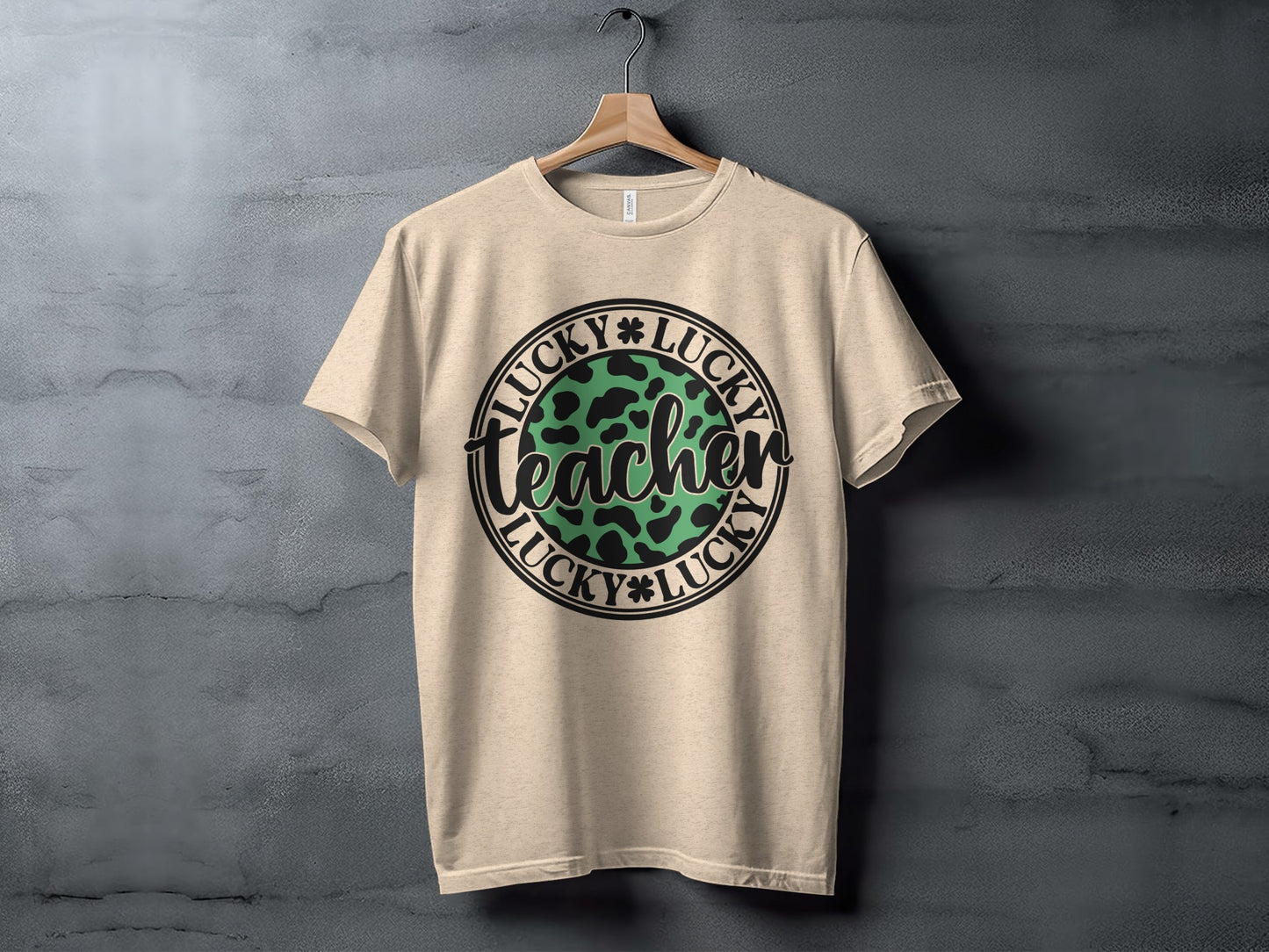Lucky Teacher Leopard Print Design T-Shirt