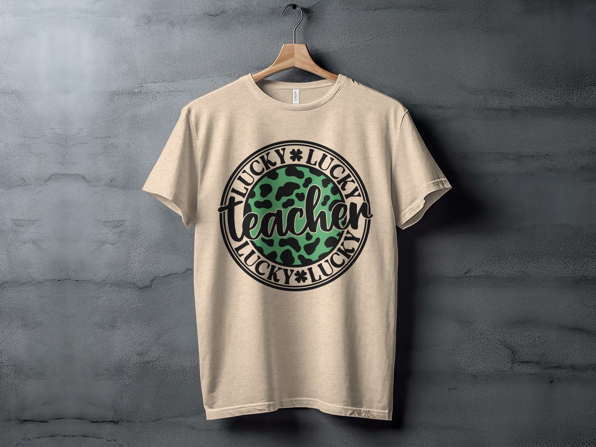 Lucky Teacher Leopard Print Design T-Shirt